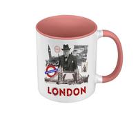 Fabulous Mug de Couleur Qualité Premium Rose - London Collage Londres Voyage Vintage - Tasse avec anse et intérieur de couleur