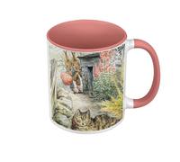 Fabulous Mug de Couleur Qualité Premium Rose - Petter Rabbit Et Le Chat Illustration Enfant Beatrice Potter - Tasse avec anse et intérieur de couleur