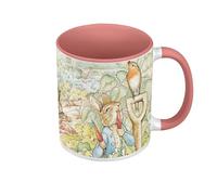 Fabulous Mug de Couleur Qualité Premium Rose - Petter Rabbit Pierre Lapin Jardin Illustration Enfant Beatrice Potter - Tasse avec anse et intérieur de couleur