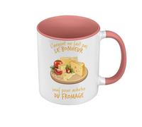 Fabulous Mug de Couleur Qualité Premium Rose - Plateau de Fromage - L'argent ne Fait Pas le Bonheur - Tasse avec anse et intérieur de couleur