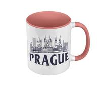 Fabulous Mug de Couleur Qualité Premium Rose - Prague Minimalist Voyage Tchéquie Culture Architecture - Tasse avec anse et intérieur de couleur