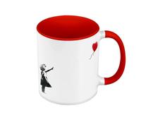 Fabulous Mug de Couleur Qualité Premium Rouge - Banksy Fillette Ballon Rouge Coeur Enfant - Tasse avec anse et intérieur de couleur