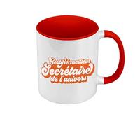 Fabulous Mug de Couleur Qualité Premium Rouge - Certifié meilleur Secrétaire de l'univers Entreprise collegue - Tasse avec anse et intérieur de couleur