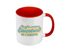 Fabulous Mug de Couleur Qualité Premium Rouge - Certifiée meilleure Educatrice de l'univers Educateur Spécialisé - Tasse avec anse et intérieur de couleur