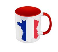 Fabulous Mug de Couleur Qualité Premium Rouge - Drapeau Carte France Sport Football - Tasse avec anse et intérieur de couleur