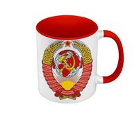 Fabulous Mug de Couleur Qualité Premium Rouge - Ecusson Embleme Partie Communiste URSS Russie Vintage - Tasse avec anse et intérieur de couleur