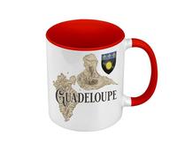 Fabulous Mug de Couleur Qualité Premium Rouge - Guadeloupe 971 Département Ile Carte Ancienne Rare - Tasse avec anse et intérieur de couleur