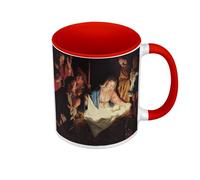 Fabulous Mug de Couleur Qualité Premium Rouge - La Nativite Naissance de L'Enfant Jesus Peinture Vierge Marie Noel - Tasse avec anse et intérieur de couleur