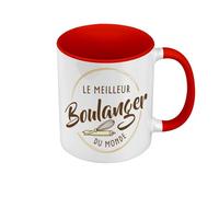 Fabulous Mug de Couleur Qualité Premium Rouge - Le Meilleur Boulanger du Monde Artisan Boulangerie Patisserie Pain - Tasse avec anse et intérieur de couleur