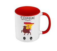 Fabulous Mug de Couleur Qualité Premium Rouge - L'Espagne M'Appelle Drapeau Taureau Corrida - Tasse avec anse et intérieur de couleur
