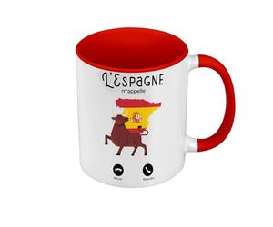 Fabulous Mug de Couleur Qualité Premium Rouge - L'Espagne M'Appelle Drapeau Taureau Corrida - Tasse avec anse et intérieur de couleur