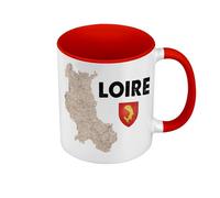 Fabulous Mug de Couleur Qualité Premium Rouge - Loire 42 Département Saint Etienne Carte Ancienne Rare - Tasse avec anse et intérieur de couleur