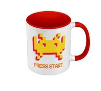 Fabulous Mug de Couleur Qualité Premium Rouge - Press Start Invaders Jeux Video Retro Gaming Classique - Tasse avec anse et intérieur de couleur
