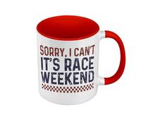 Fabulous Mug de Couleur Qualité Premium Rouge - Sorry I can't It's Race Weekend Motorcycle Big Bike Race - Tasse avec anse et intérieur de couleur