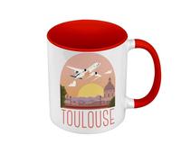 Fabulous Mug de Couleur Qualité Premium Rouge - Toulouse Paysage Avion Ville France Voyage - Tasse avec anse et intérieur de couleur