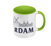 Fabulous Mug de Couleur Qualité Premium Vert - Amsterdam Minimalist Voyage Pays-Bas Tourisme - Tasse avec anse et intérieur de couleur