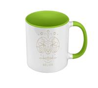 Fabulous Mug de Couleur Qualité Premium Vert - Belier Signe Astrologie Bohème Zodiaque Astres Constellation - Tasse avec anse et intérieur de couleur
