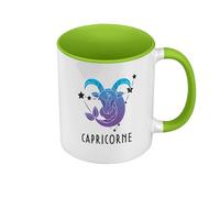 Fabulous Mug de Couleur Qualité Premium Vert - Capricorne Signe Astrologie Prevision Stellaire Céleste Solaire Sideral Etoile - Tasse avec anse et intérieur de couleur
