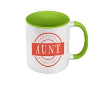 Fabulous Mug de Couleur Qualité Premium Vert - Certified Aunt of the Year Auntie - Tasse avec anse et intérieur de couleur