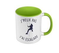 Fabulous Mug de Couleur Qualité Premium Vert - J'Peux Pas J'ai Escalade Grimpe Sport Nature - Tasse avec anse et intérieur de couleur