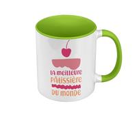 Fabulous Mug de Couleur Qualité Premium Vert - La Meilleure Patissiere du Monde Dessert Patisserie Gateau Boulangerie - Tasse avec anse et intérieur de couleur
