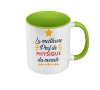 Fabulous Mug de Couleur Qualité Premium Vert - La Meilleure Prof de Physique du Monde Science College Lycee - Tasse avec anse et intérieur de couleur