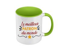 Fabulous Mug de Couleur Qualité Premium Vert - Le Meilleur Patron du Monde Boss Entreprise CEO - Tasse avec anse et intérieur de couleur