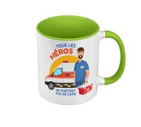 Fabulous Mug de Couleur Qualité Premium Vert - Les Vrais Héros - Ambulancier Métier - Tasse avec anse et intérieur de couleur