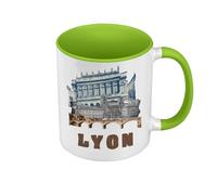 Fabulous Mug de Couleur Qualité Premium Vert - Lyon Collage France Ville Est Culture - Tasse avec anse et intérieur de couleur