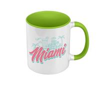 Fabulous Mug de Couleur Qualité Premium Vert - Miami Soleil Etats Unis Plage Floride - Tasse avec anse et intérieur de couleur