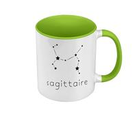 Fabulous Mug de Couleur Qualité Premium Vert - Sagittaire Etoile Signe Astrologie Constellation Minimaliste - Tasse avec anse et intérieur de couleur