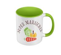 Fabulous Mug de Couleur Qualité Premium Vert - Super Maraîcher Héros Métier Agriculture Jardin - Tasse avec anse et intérieur de couleur
