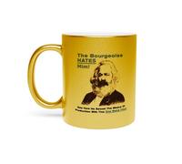Fabulous Mug Doré en Céramique Chromé - Bourgeoise Karl Marx Meme Collage Vintage Illustration Art Humour Parodie - 325 ml