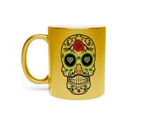 Fabulous Mug Doré en Céramique Chromé - Crane Muerte Mexique Halloween Mexico Squelette - 325 ml