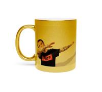 Fabulous Mug Doré en Céramique Chromé - Emmanuel Macron Dab Photo de Célèbrité Bras Tatoués Humour Politicien - 325 ml