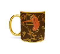 Fabulous Mug Doré en Céramique Chromé - Feuille Perroquet Motif Tropical Oiseau Animal - 325 ml