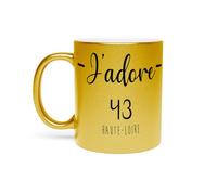 Fabulous Mug Doré en Céramique Chromé - J'Adore 43 Haute Loire Departement France Region Puy En Velay - 325 ml
