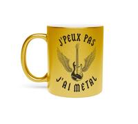 Fabulous Mug Doré en Céramique Chromé - J'Peux Pas J'ai Métal Hard Rock Guitare Musique - 325 ml