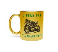 Fabulous Mug Doré en Céramique Chromé - J'Peux Pas Y'a Grand Prix Moto Course Mécanique GP - 325 ml