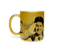 Fabulous Mug Doré en Céramique Chromé - Louis De Funès Acteur Français Photo de Star Célébrité Vieux Cinéma Original 3 Gendarmes - 325 ml