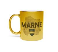 Fabulous Mug Doré en Céramique Chromé - Marne Departement 51 Chalons en Champagne Carte Ancienne - 325 ml