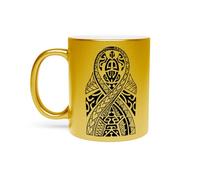 Fabulous Mug Doré en Céramique Chromé - Tortue Maori Tatouage Nouvelle-Zelande Art Tribale - 325 ml