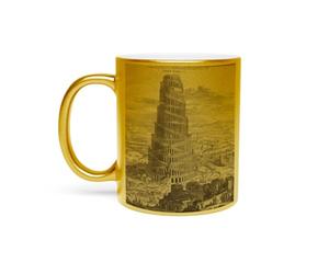 Fabulous Mug Doré en Céramique Chromé - Tour De Babel Turris Babel Athanasius Kircher Dessin Bible - 325 ml