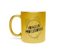 Fabulous Mug Doré en Céramique Chromé - Voyageur Professionnel Backpacker Voyage Tour du Monde - 325 ml