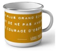 Fabulous Mug en métal émaille Abbe Pierre Echec Courage Citation Blanc G