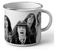 Fabulous Mug en métal émaille ACDC Photo Vintage Blanc G