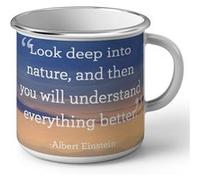 Fabulous Mug en métal émaille Albert Einstein Look Deep Citation Blanc G