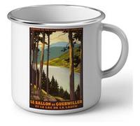 Fabulous Mug en métal émaille Alsace Lorraine France Affiche Vintage Blanc G