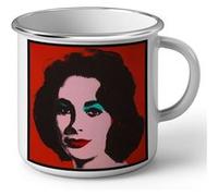 Fabulous Mug en métal émaille Andy Warhol Portrait Elizabeth Taylor Blanc G