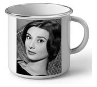 Fabulous Mug en métal émaille Audrey Hepburn Celebrite Hollywood Blanc G